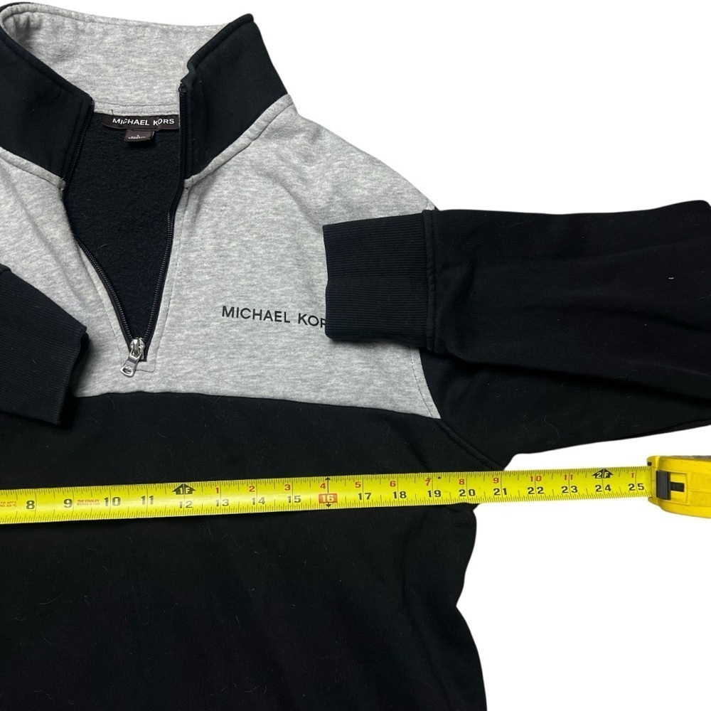 Michael Kors Mens Cotton Blend 1/4 Zip Black & Gray Pullover Sweater Size L - Picture 4 of 5